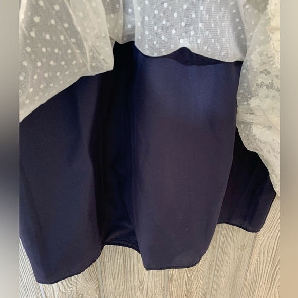 Polka Dot Tulle Lace Navy Blue Lined Dress Jim Hjelm Occasions Size 10 - Picture 5 of 12
